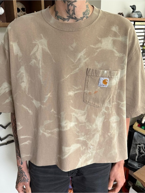Carhartt Other - 💀 SOLD 💀 Carhartt Desert Tan Bleached Cropped Boxy Short Sleeve Pocket Tee ~ 2XL